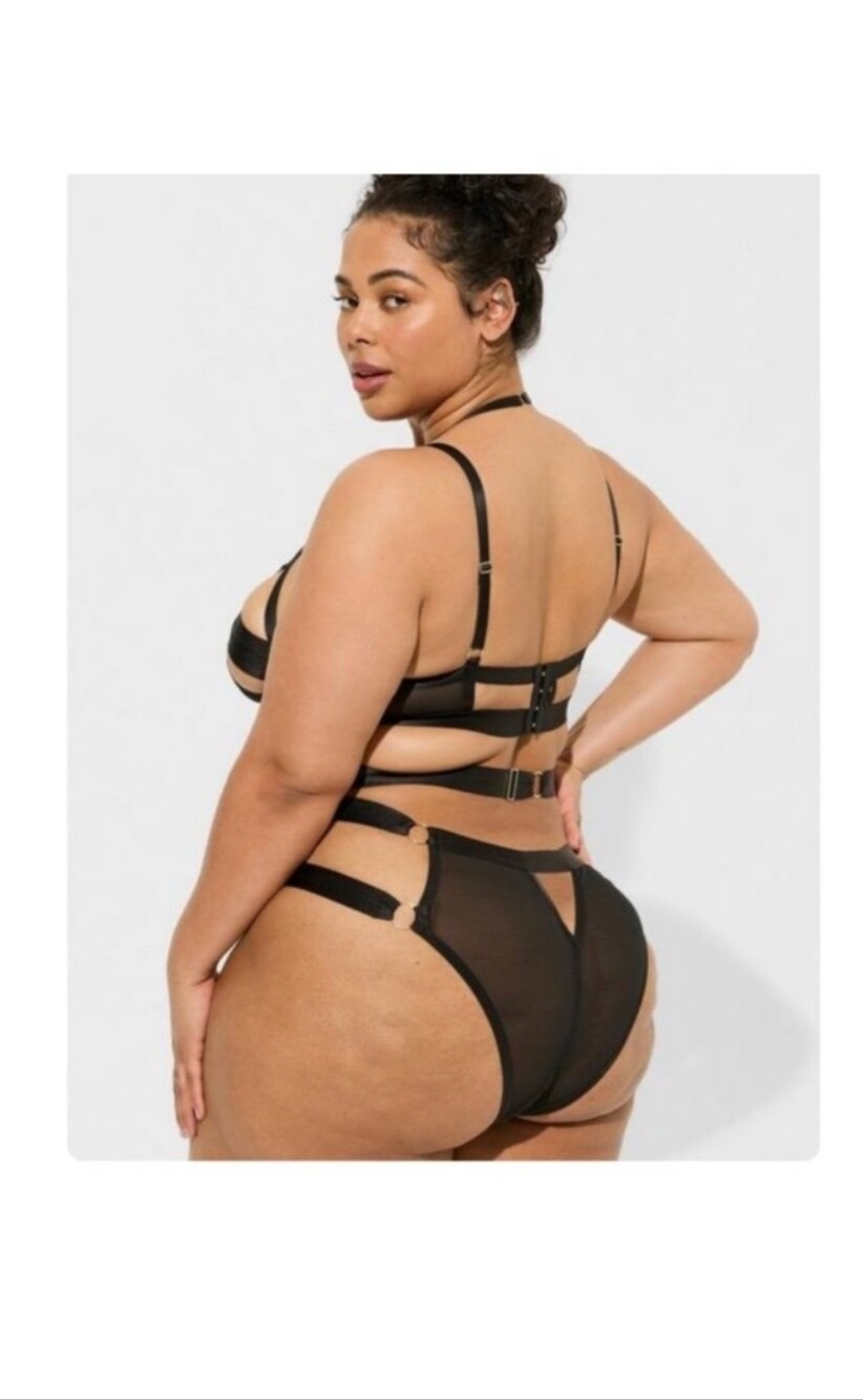 Torrid Black Strappy Sheer Bodysuit - Picture 2 of 5